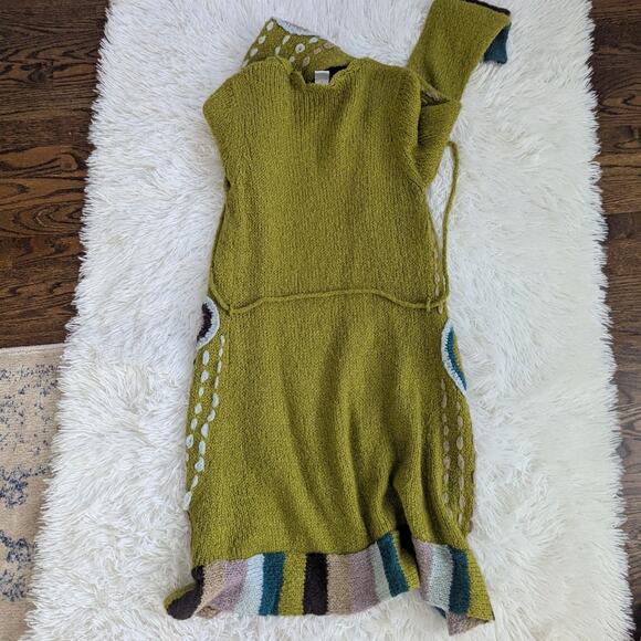 Women's Felicity Citron Green Floral Embroidered Wool Blend Duster Small Art - Picture 2 of 4